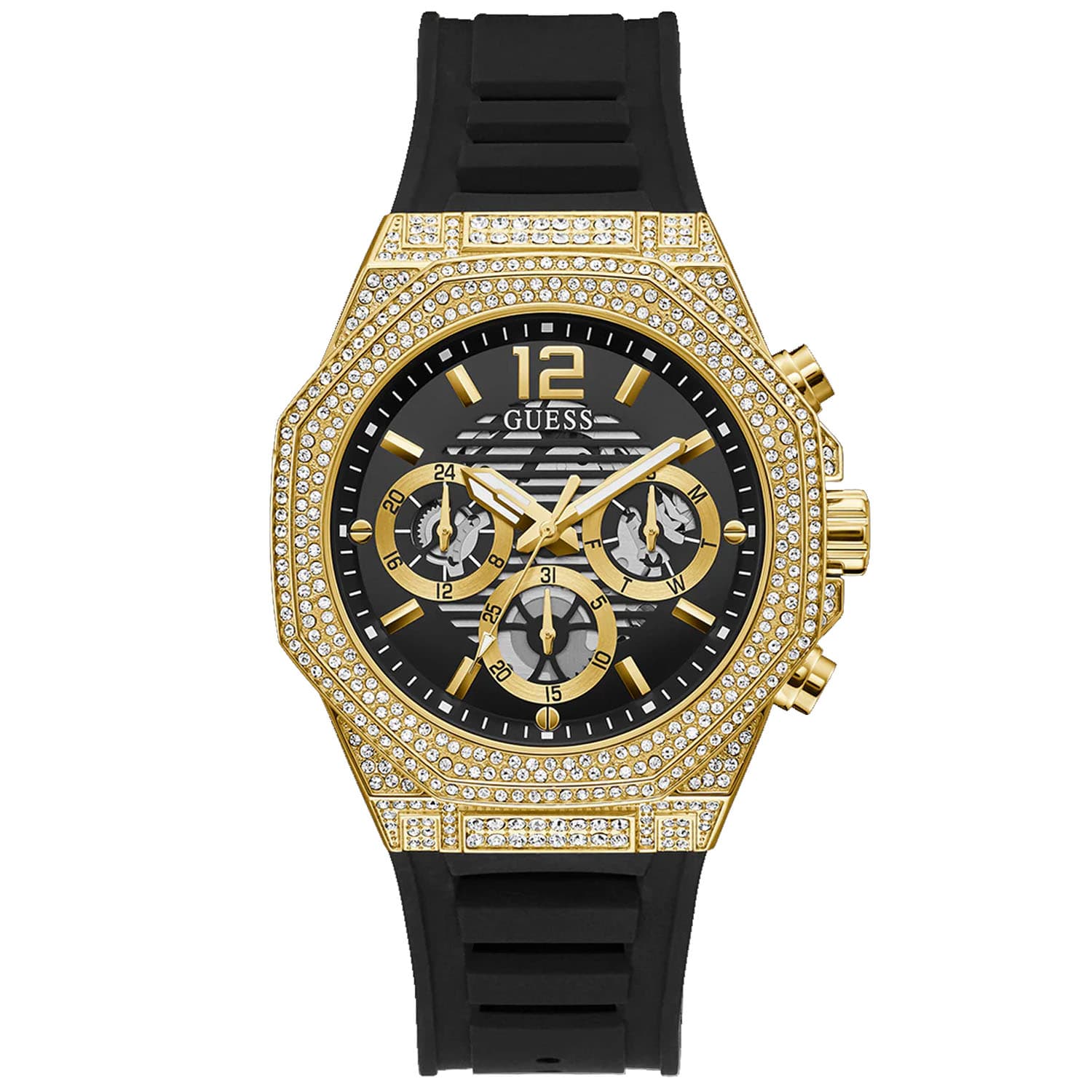Guess Men's Momentum Black Gold Tone Multi-function 1