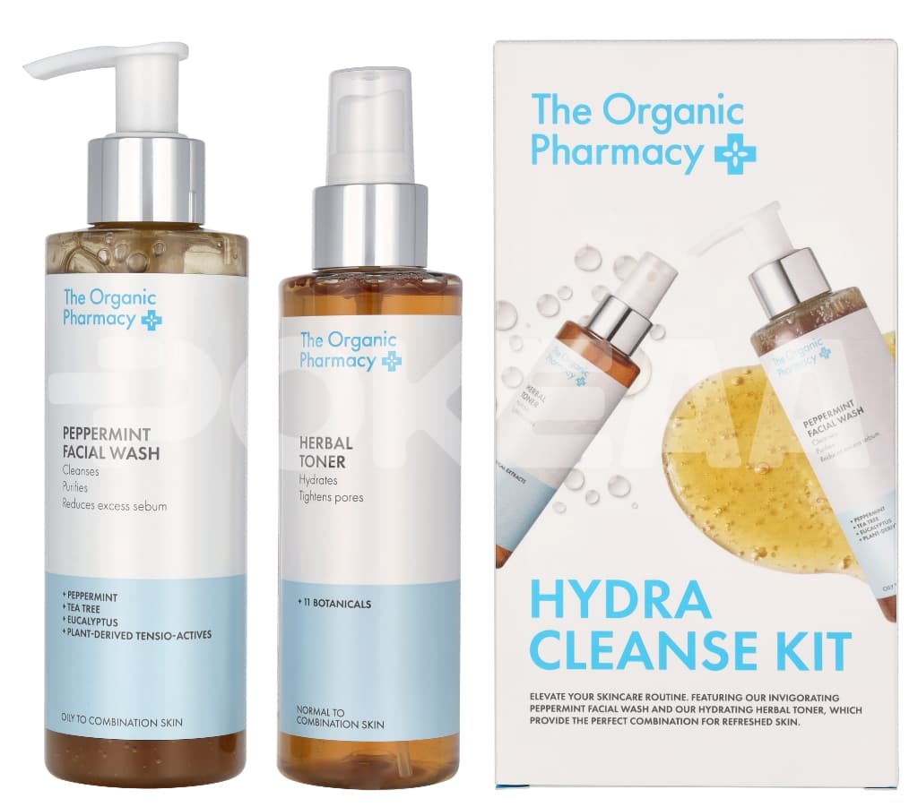 The Organic Pharmacy Hydra Cleanse Set 350ml - Peppermint Face wash 200 ml/Herbal Toner 150 ml 1
