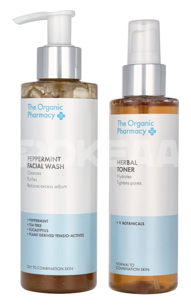 The Organic Pharmacy Hydra Cleanse Set 350ml - Peppermint Face wash 200 ml/Herbal Toner 150 ml 2