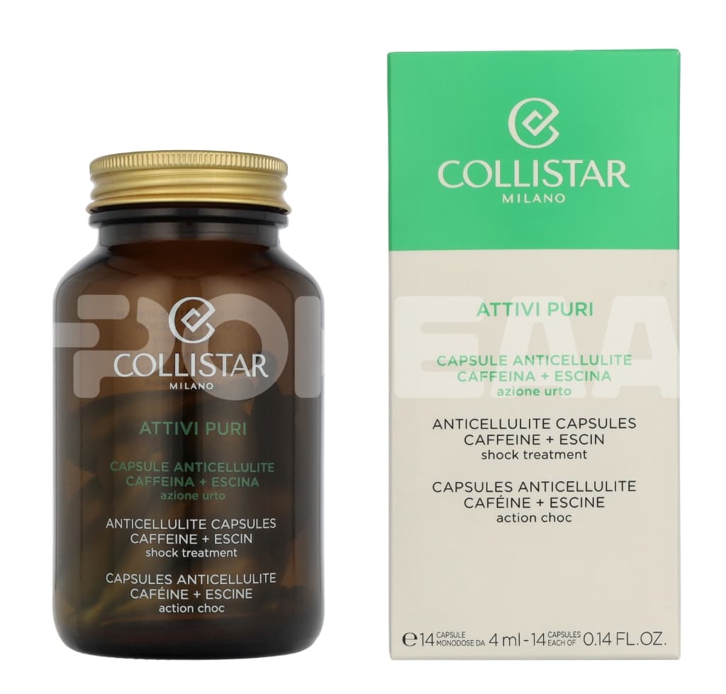 Collistar Pure Actives Anticellulite Capsules 56ml - Caffeine + Escina 14x4ml - Shock Treatment 1