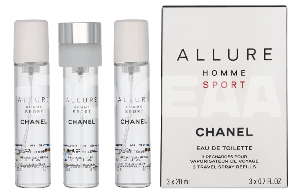 Chanel Allure Homme Sport Giftset 60ml - 3x Edt Travel Spray Refill 20Ml - Twist and Spray 1