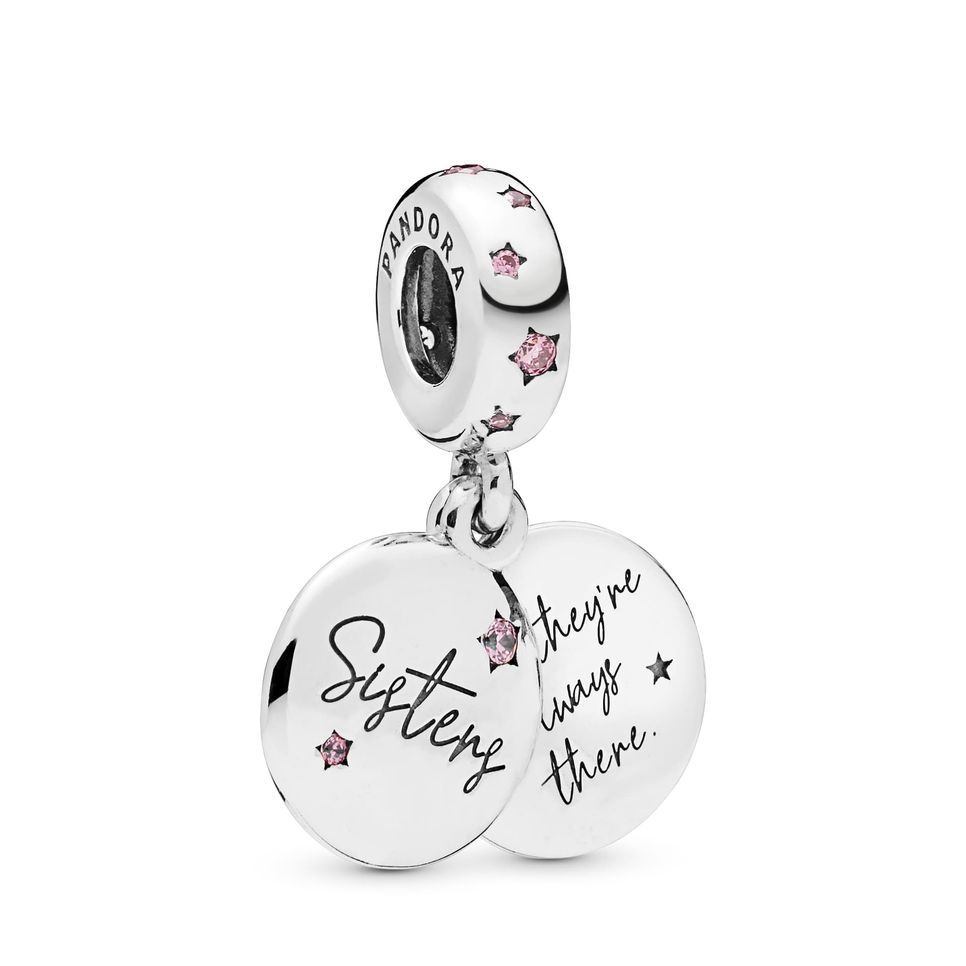 Pandora - Charm Sœurs fuchsia en argent rose 1