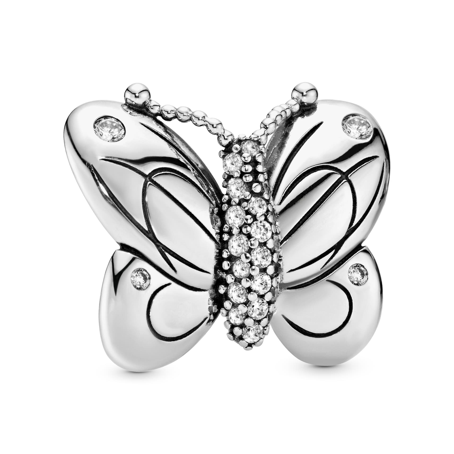Pandora - Charm Papillon Oversized in 4 flush-set 21 perle-set silicone grip 1