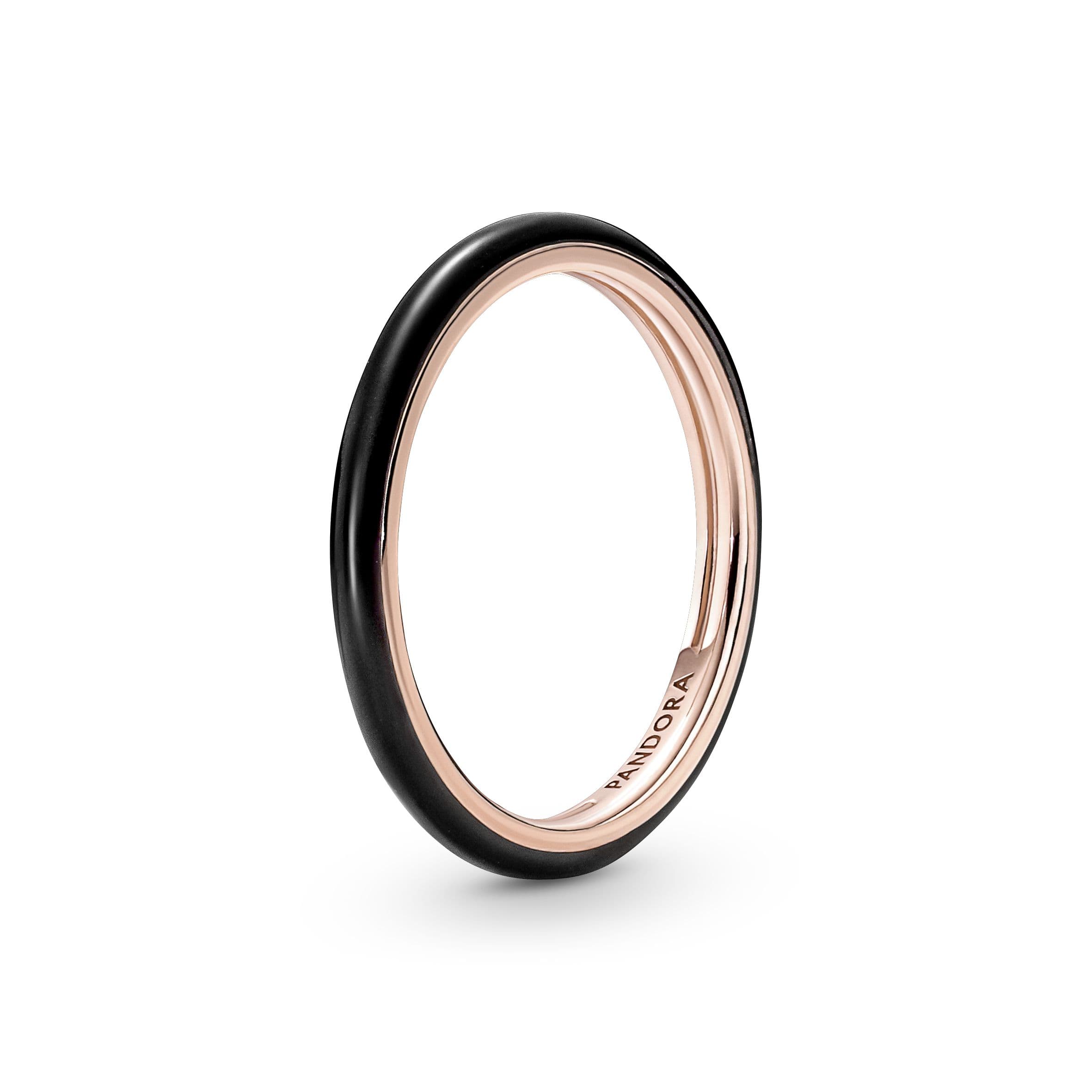 Pandora - Bague Émaillé en plaqué or rose 14 carats noir 1