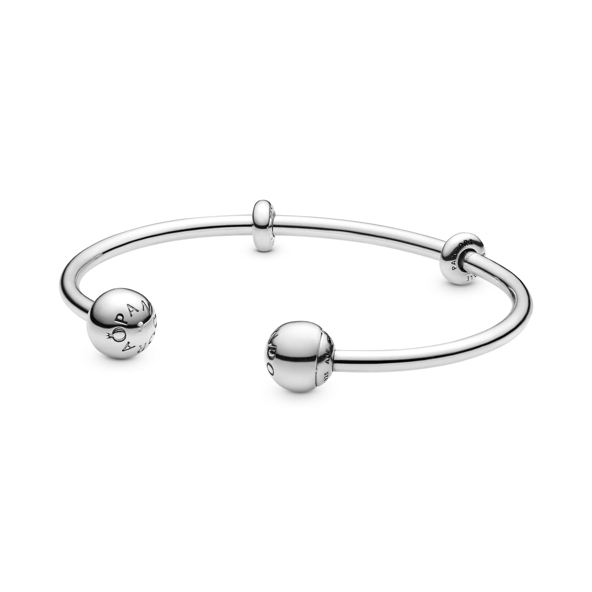 Pandora - Jonc Open silicone stoppers interchangeable end caps en argent 1