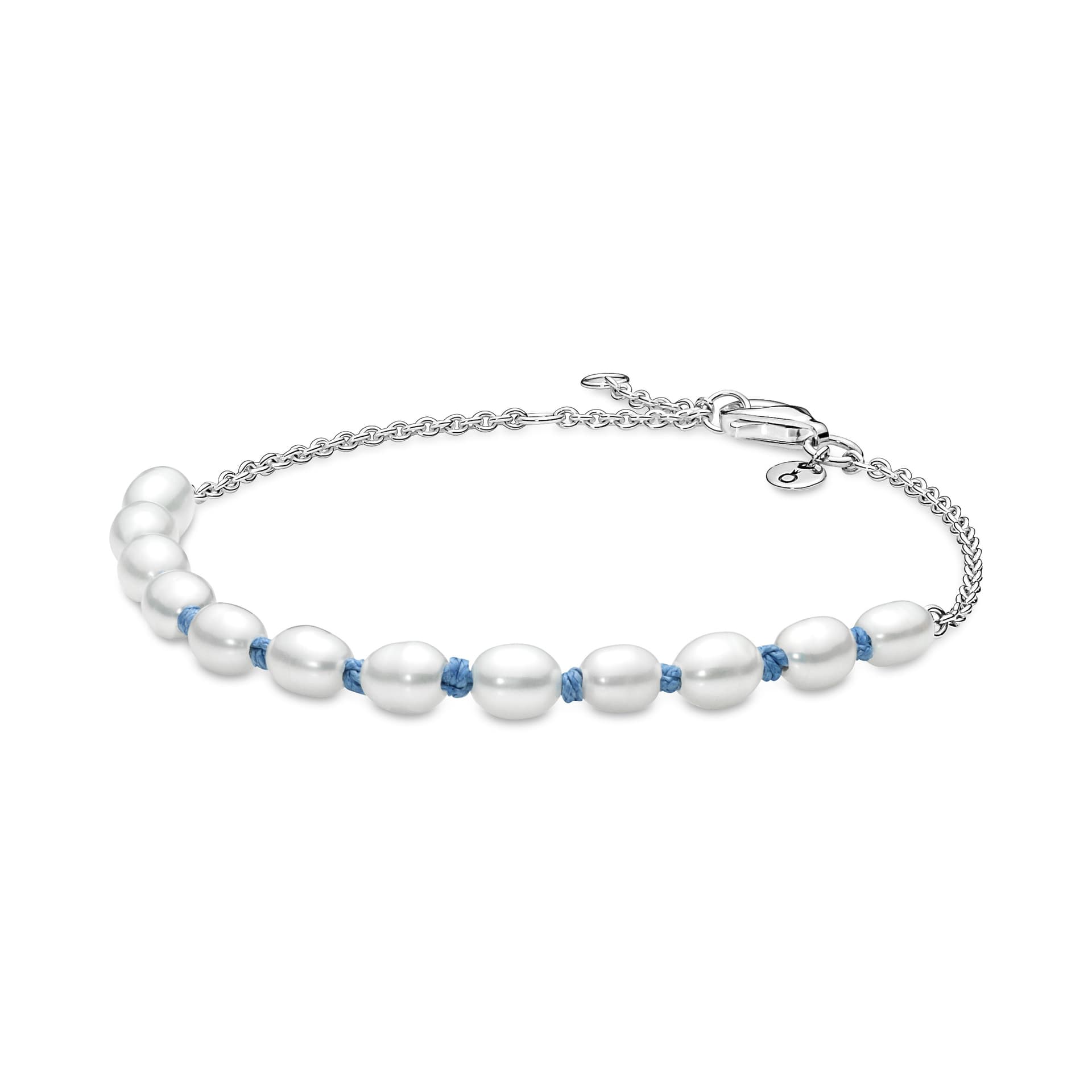 Pandora - Bracelet chaîne Treated Freshwater Cultured Pearl Cord bleu 1
