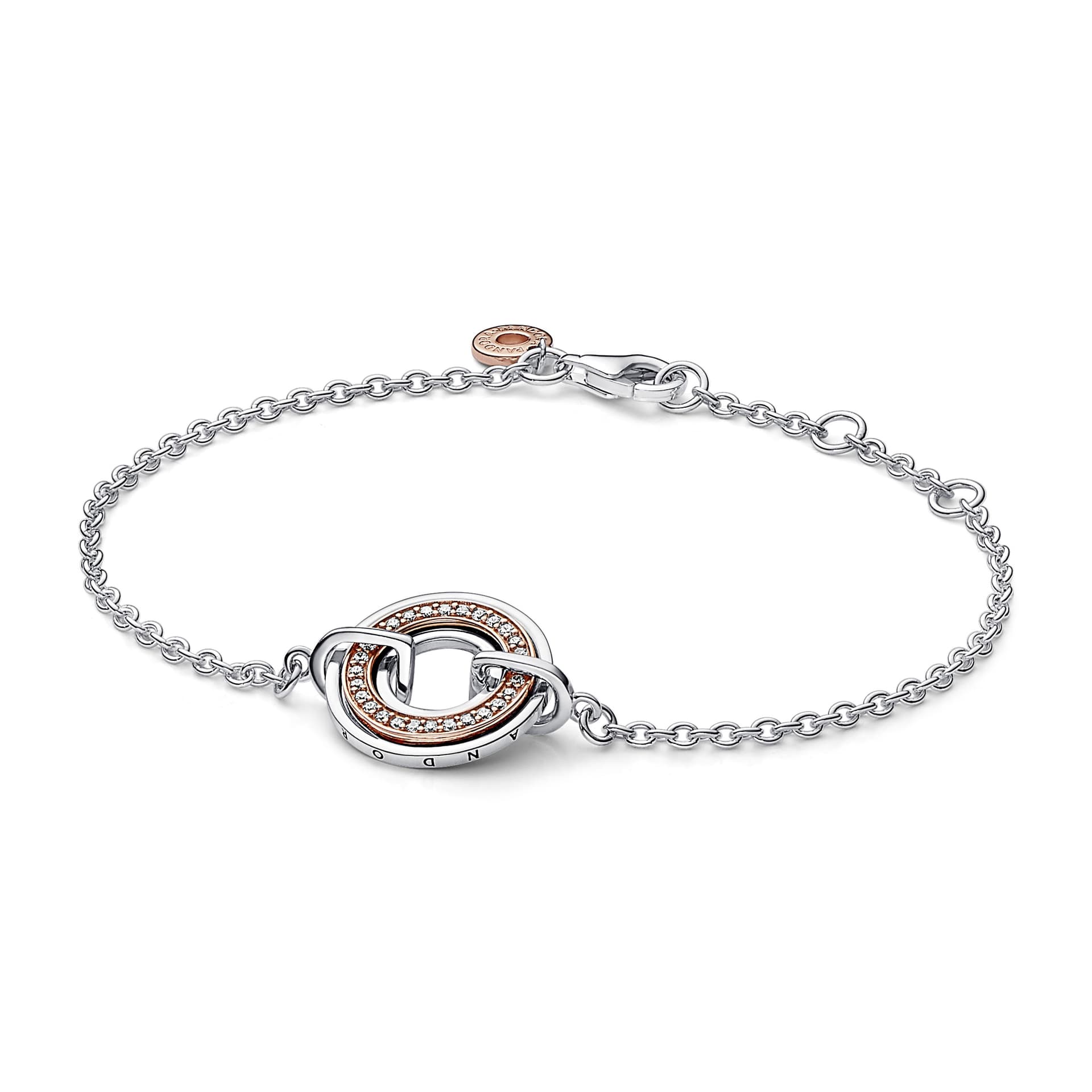 Pandora - Bracelet chaîne Bicolore Signature Logo & pavé 1