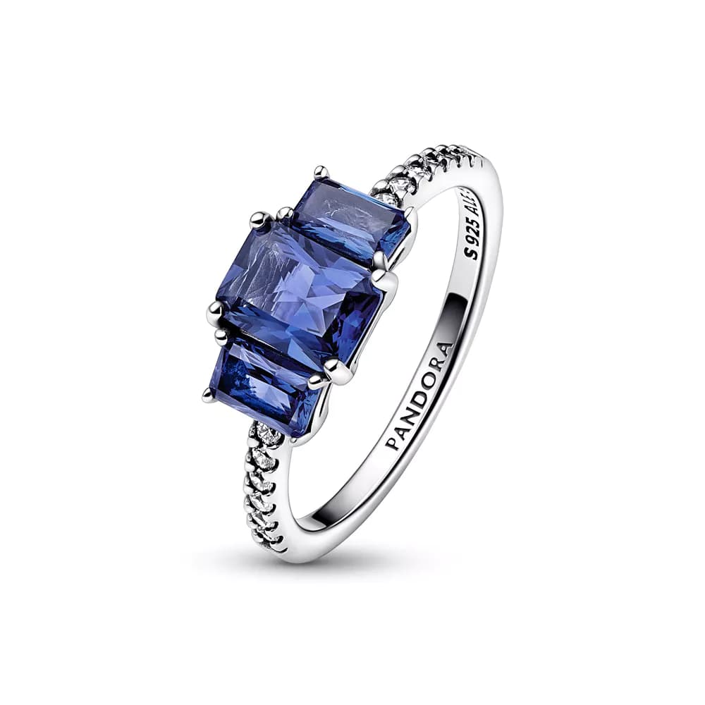 Pandora - Bague Scintillant Rectangular Three Stone bleu 1
