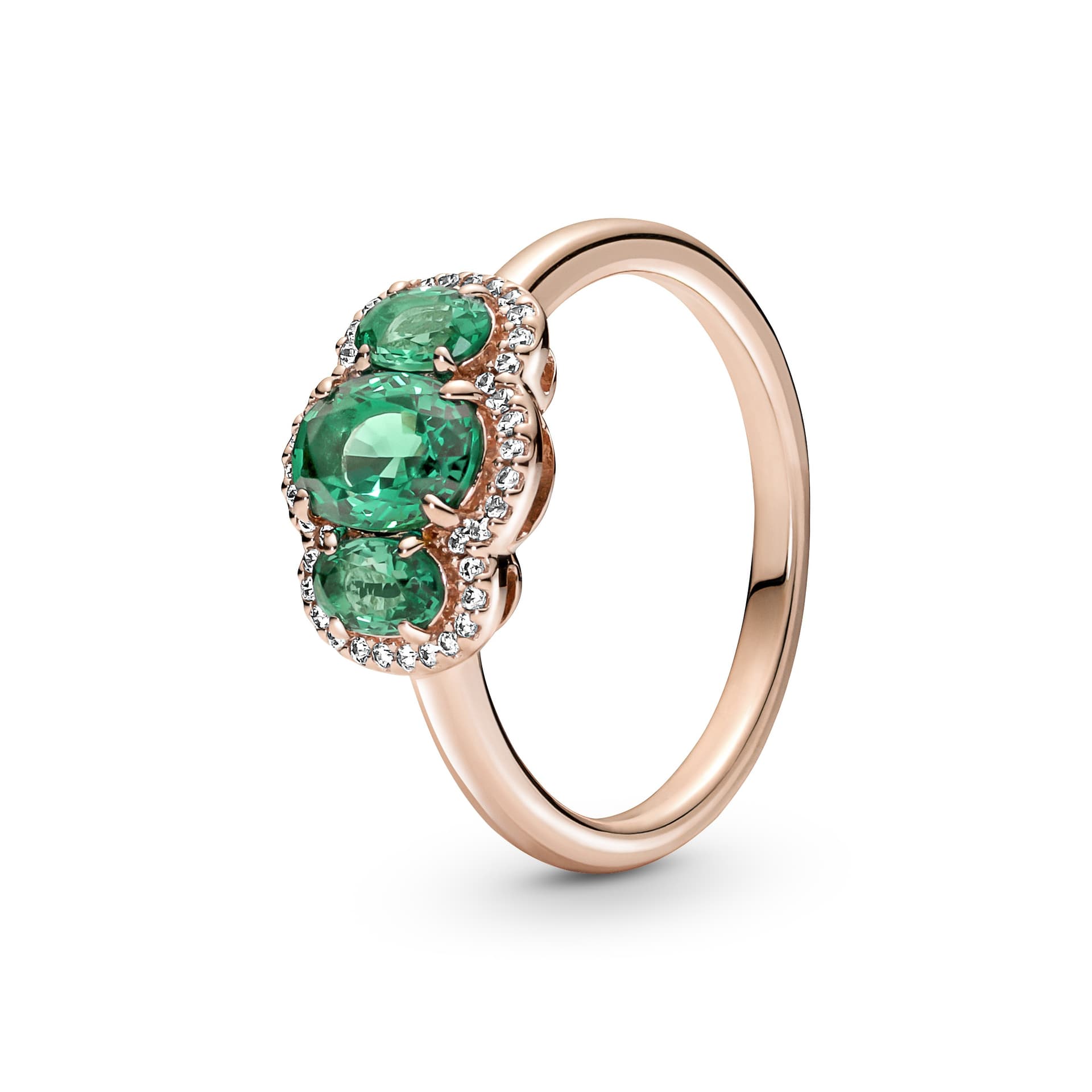 Pandora - Bague Crystal en plaqué or rose 14 carats vert 1
