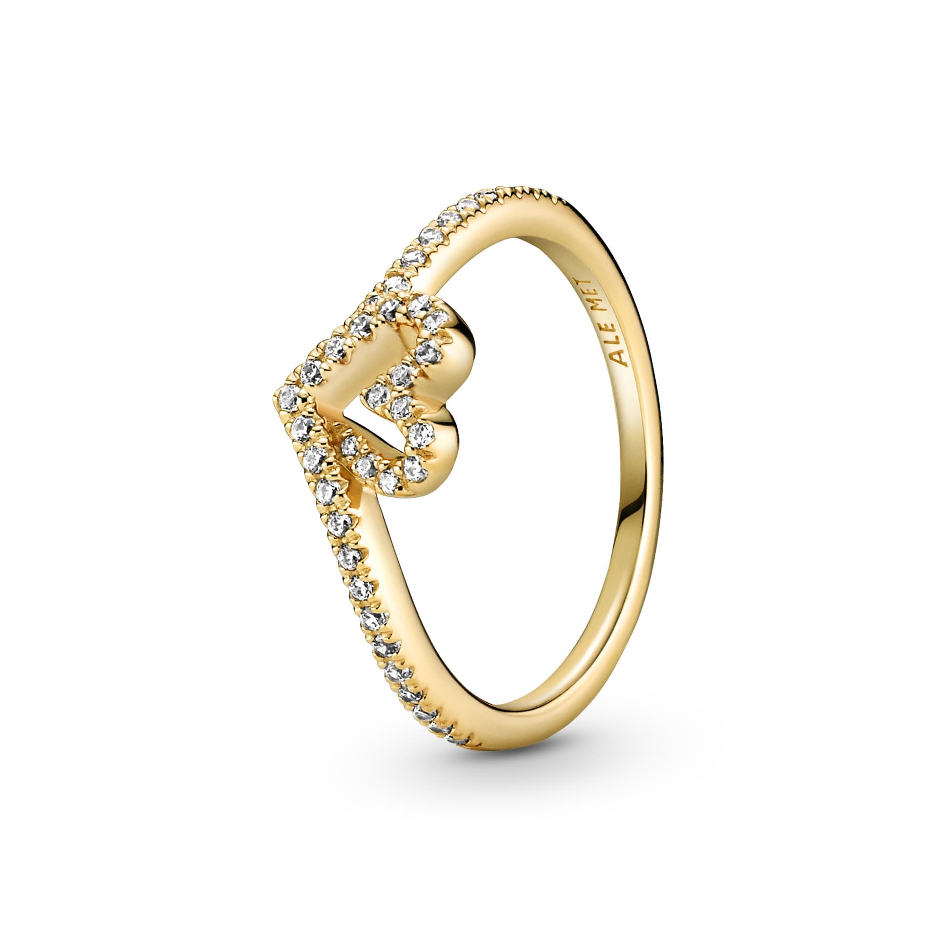 Pandora - Bague Wishbone Heart en plaqué or 14 carats 1