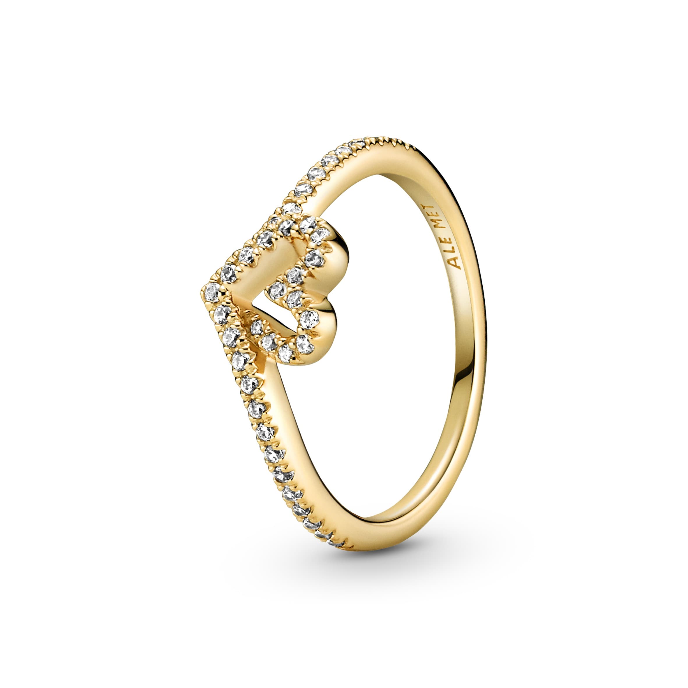 Pandora - Bague Wishbone Heart en plaqué or 14 carats 1