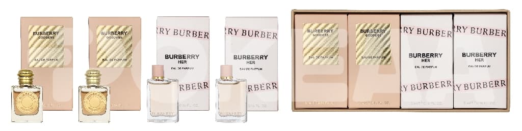 Burberry Ladies Miniatures Set 20ml - 2x5ml - Edp Spray - 2x Her/2x Goddess 1