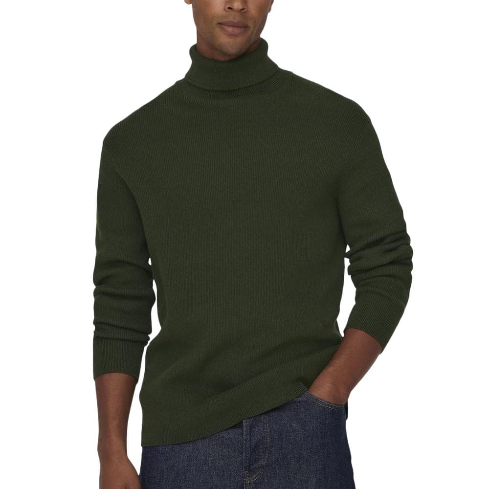 Pull Col Roulé Kaki Homme Only & Sons Phil Reg 12 1