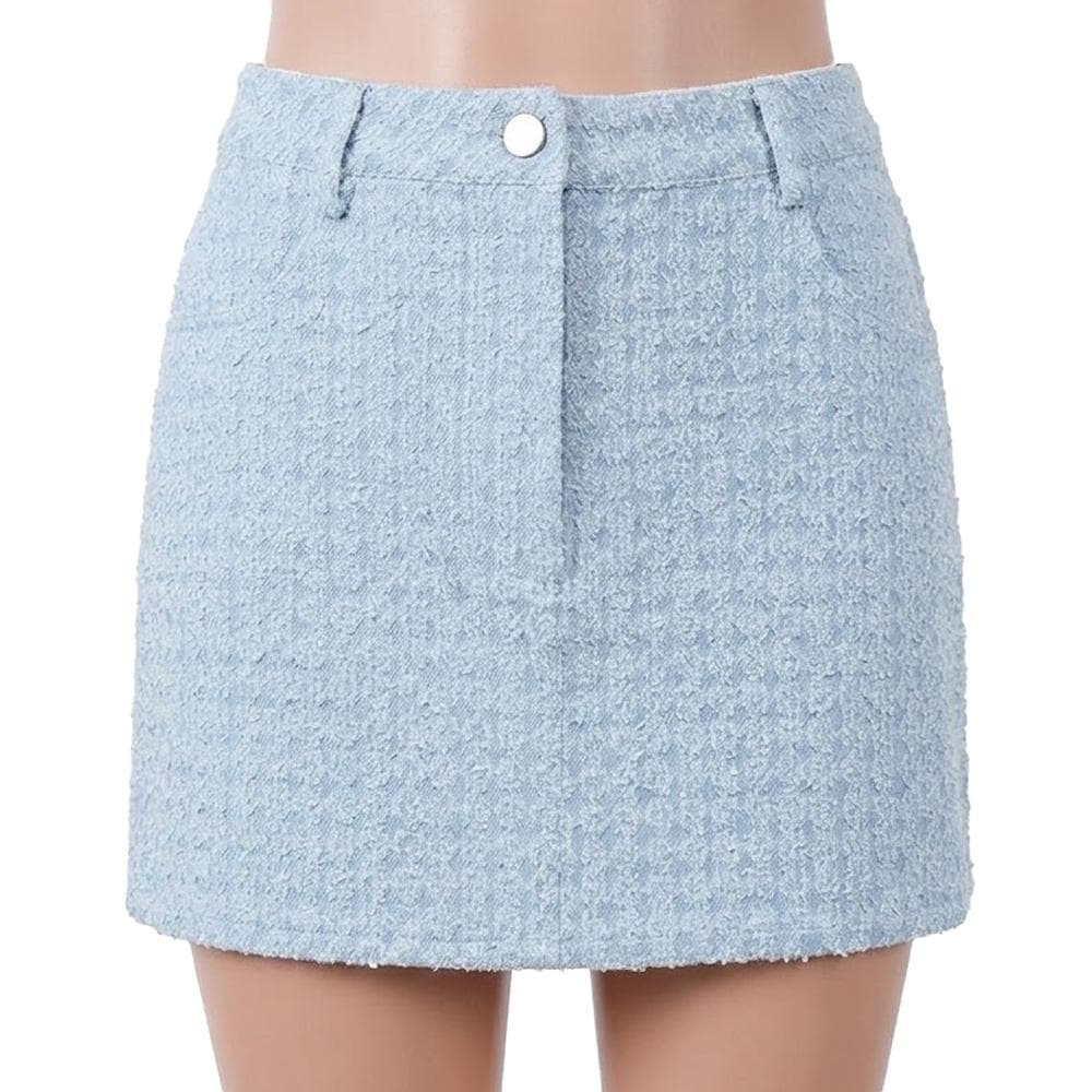 Jupe Courte Bleu Femme Pieces Denim Skirt 1