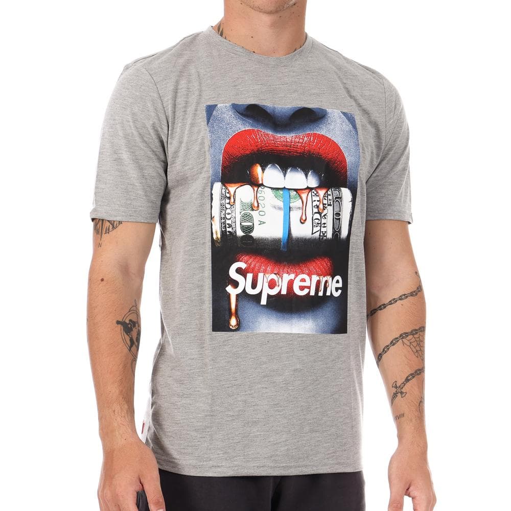 T-shirt Gris Homme Supreme Grip Lips 1