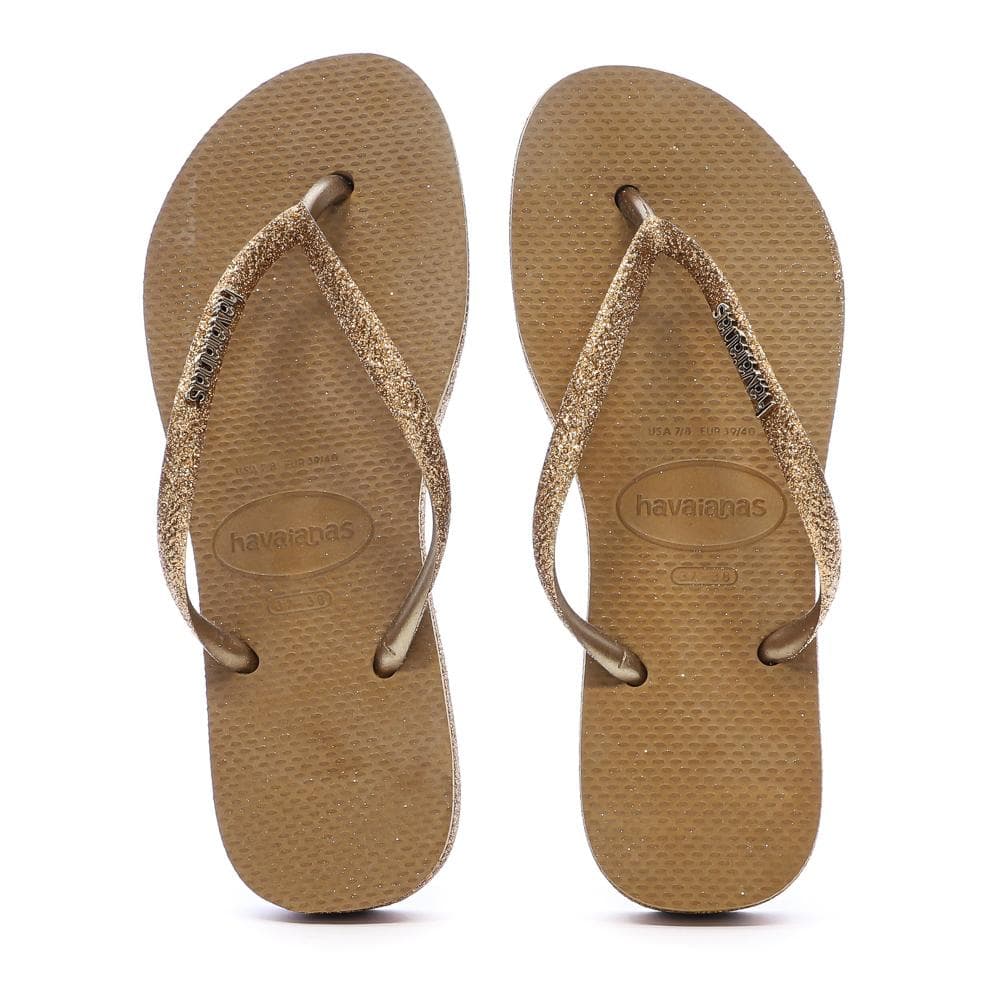 Tongs Marron/Doré Femme Havaianas Slim Platform Sparkle 3