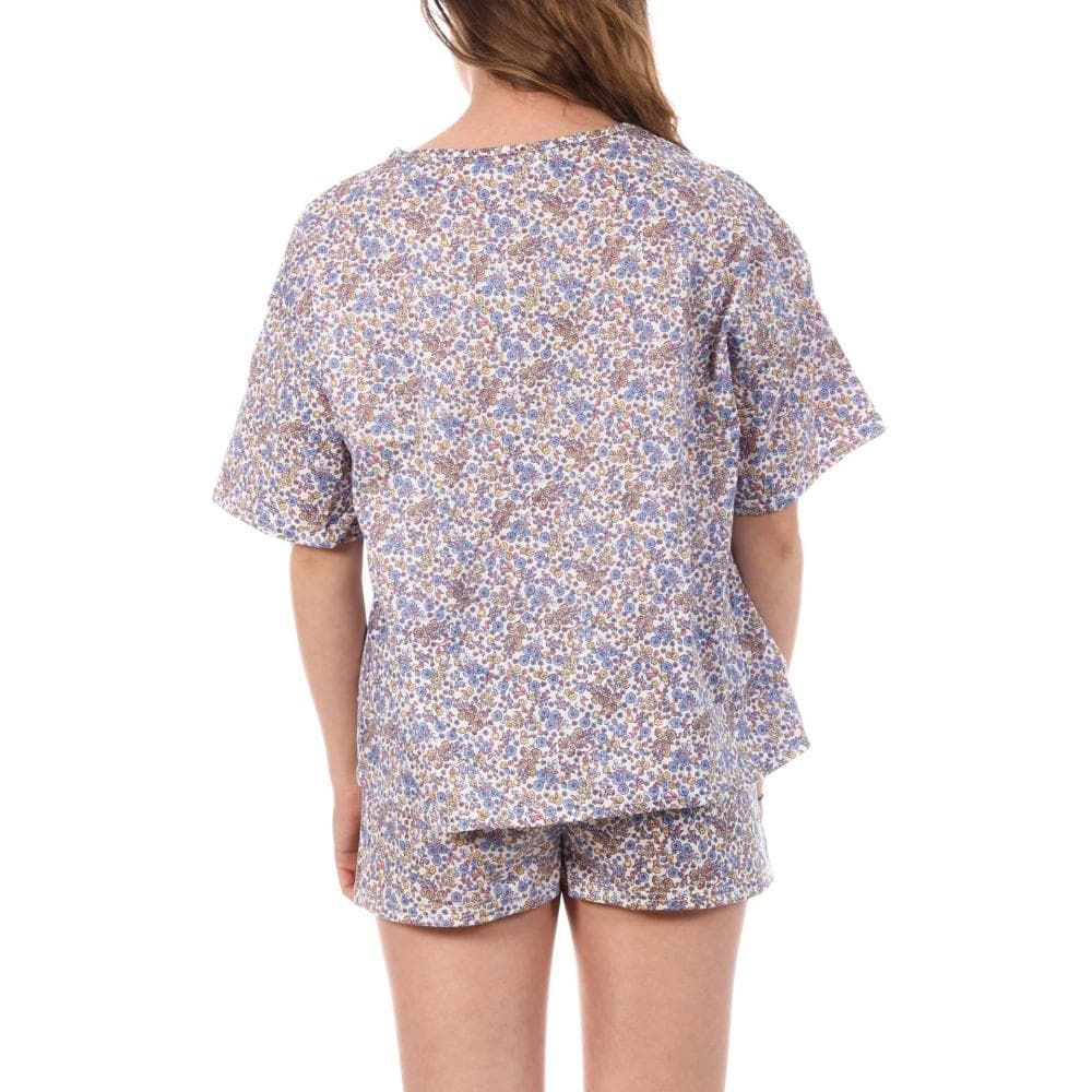 Pyjama Blanc/Rouge/Bleu Femme Lulu Castagnette Fleurs 2