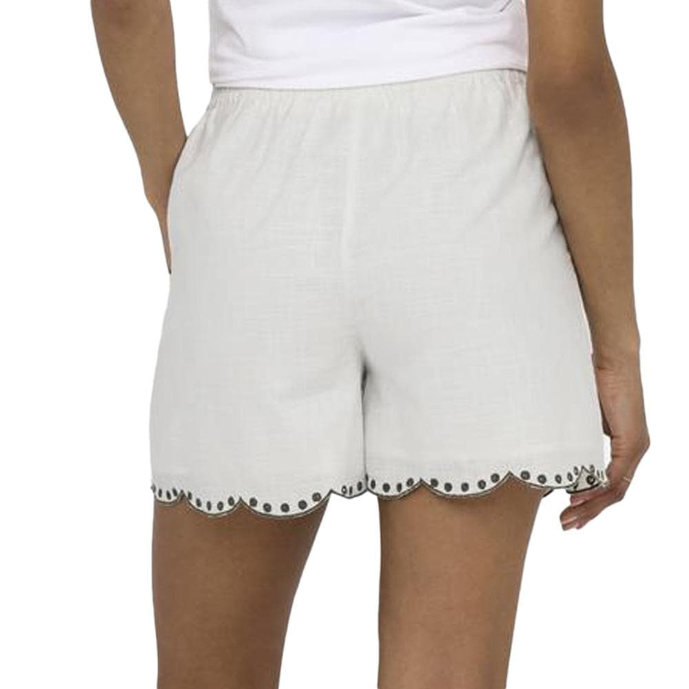 Short en tissu brodé Blanc/Kaki Femme taille haute JDY Palma 2