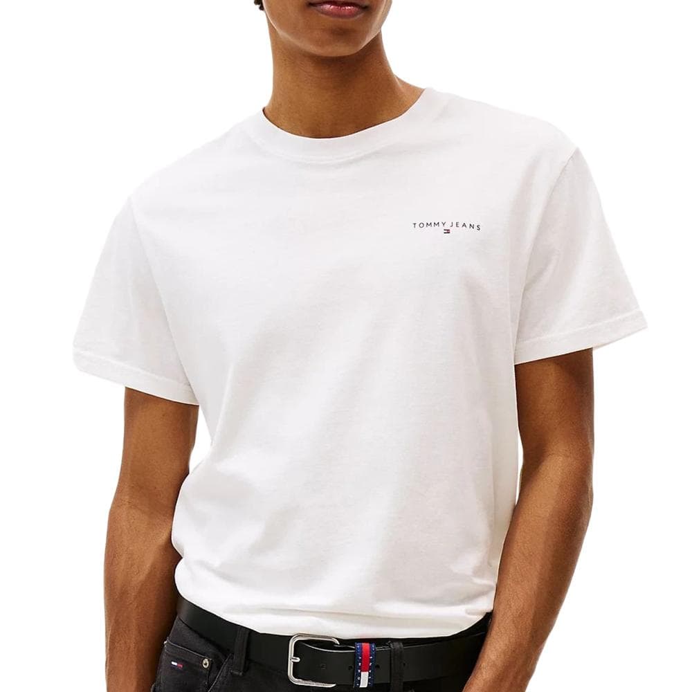 T-shirt Ecru Homme Tommy Hilfiger Slim Linear YBL 1
