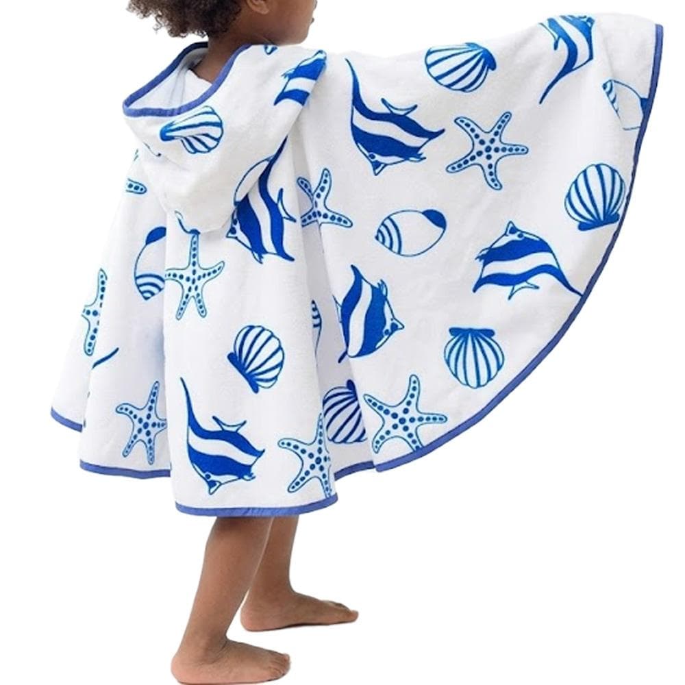 Poncho Blanc/Bleu Enfant Les Antillaises Mer 2