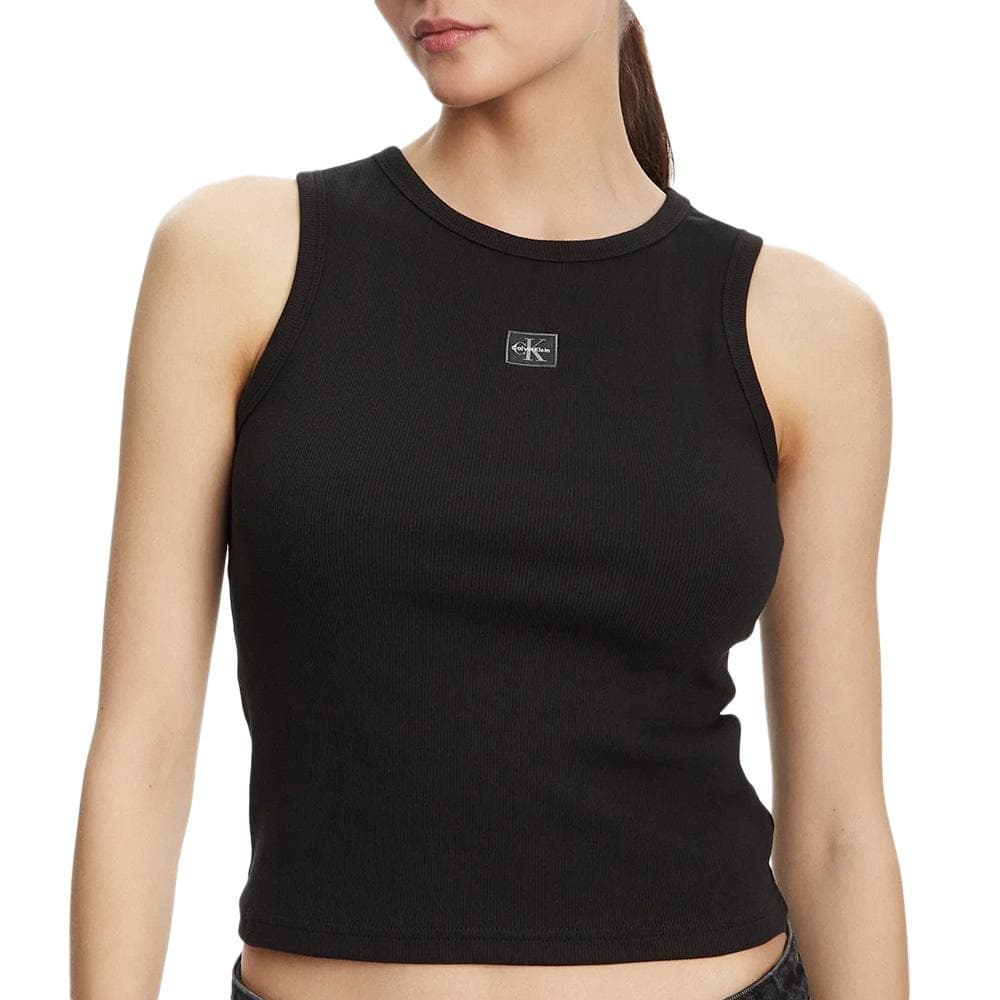 Débardeur Noir Femme Calvin Klein Jeans A Woven Label 1