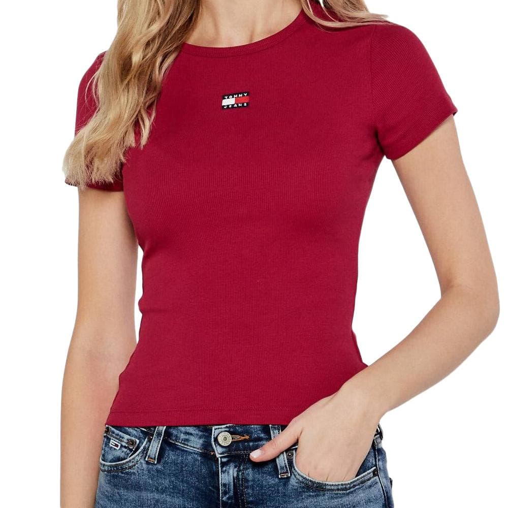 T-Shirt Rose Foncé Femme Tommy Hilfiger Badge 1