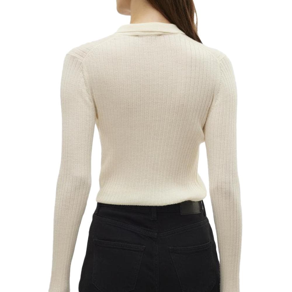 Polo Manches Longues Écru Femme Vero Moda Mohana 2