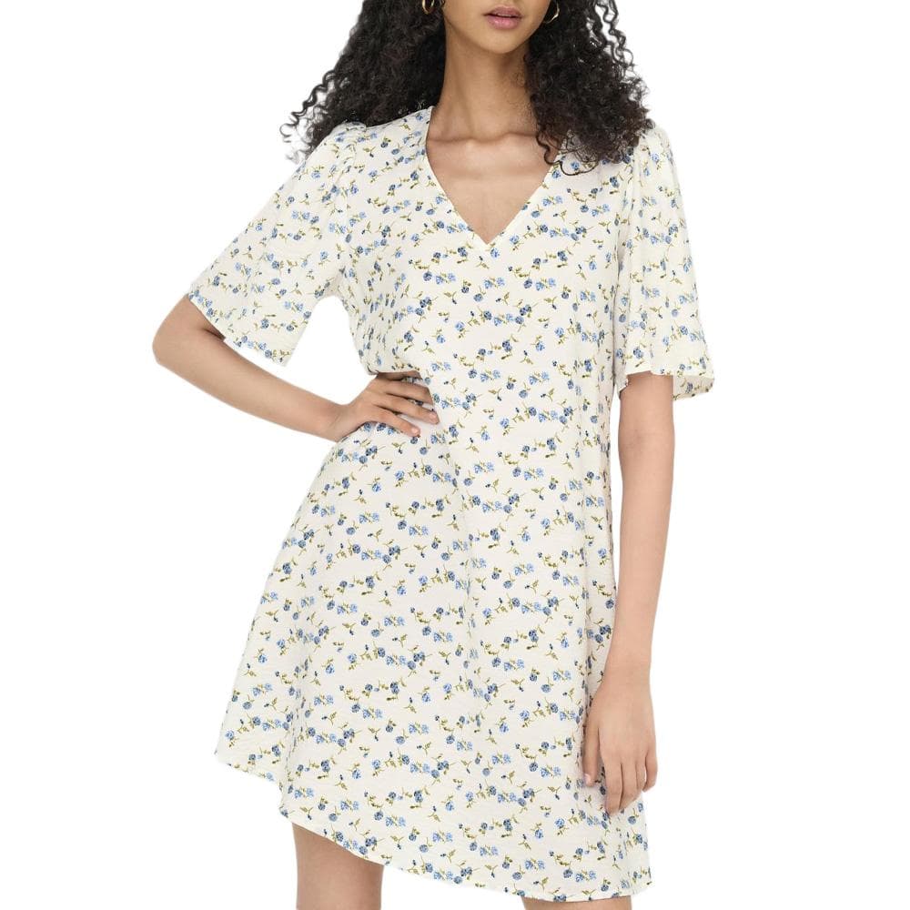 Robe à Fleurs Blanc/Bleu Femme JDY Carrie 1