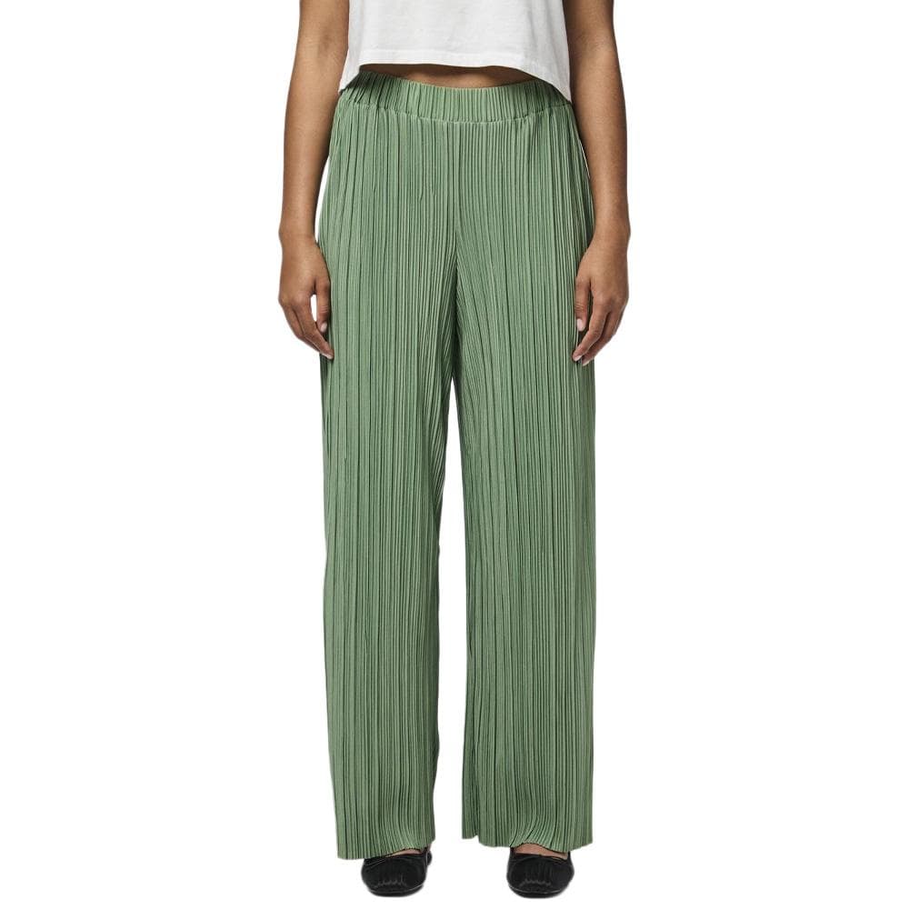 Pantalon fluide Plissé Vert Femme Pieces Pammi 1