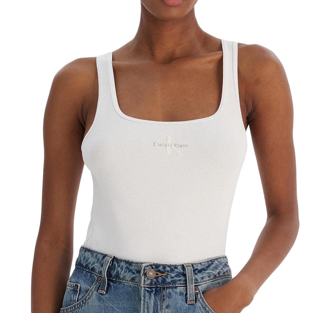 Débardeur Blanc Femme Calvin Klein Jeans Monogram 1