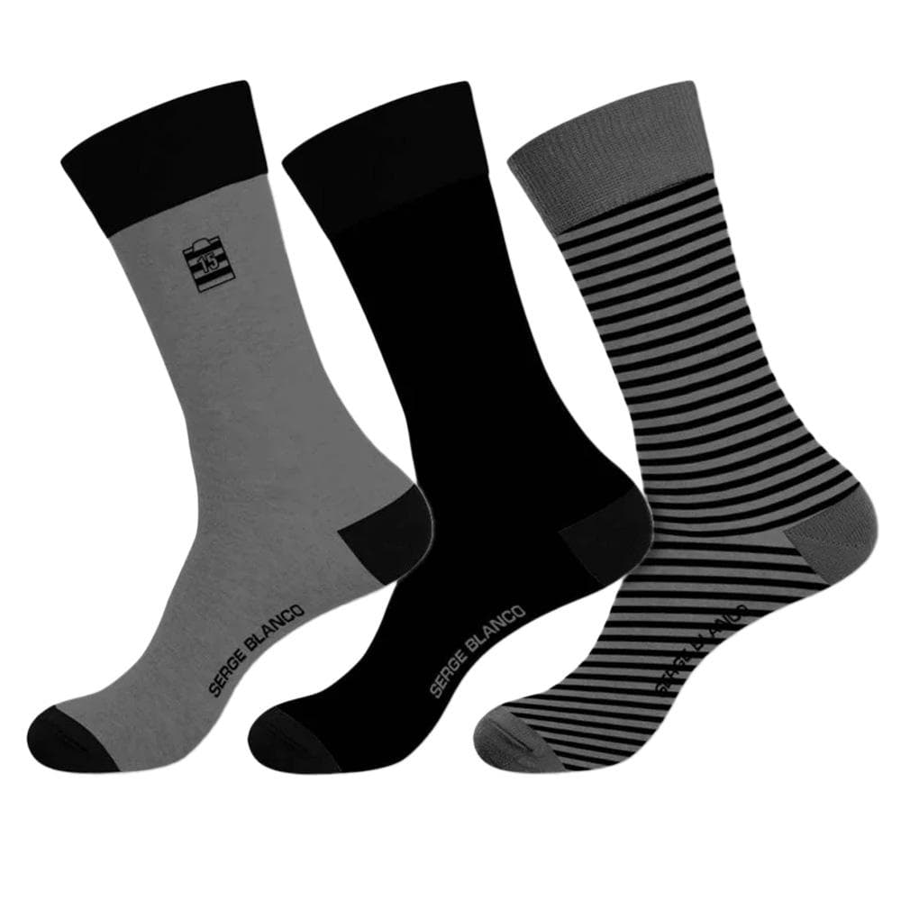 X3 Paires de Chaussettes Gris/Noir Homme Serge Blanco CHVX 1