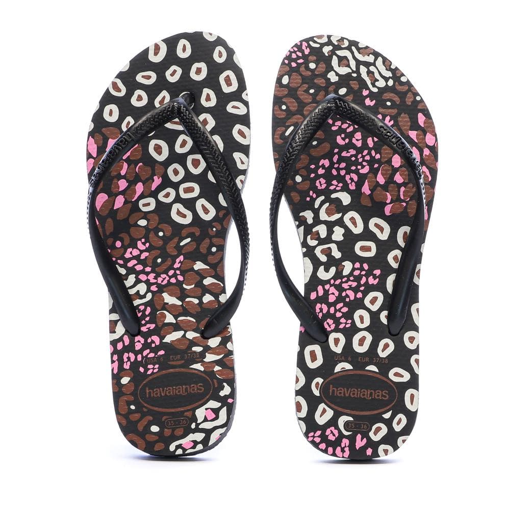 Tongs Noir Femme Havaianas Slim Animals Infradito 3