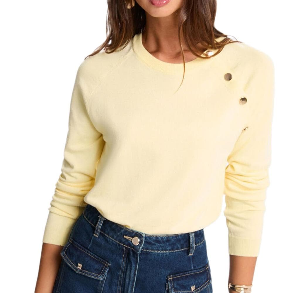 Pull Jaune Femme Morgan Boutons 1