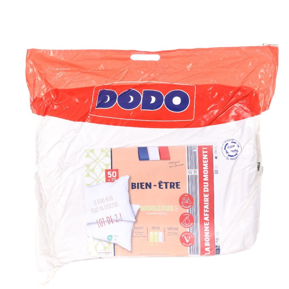 X2 Oreillers Blanc Dodo Moelleux 50x70CM 1