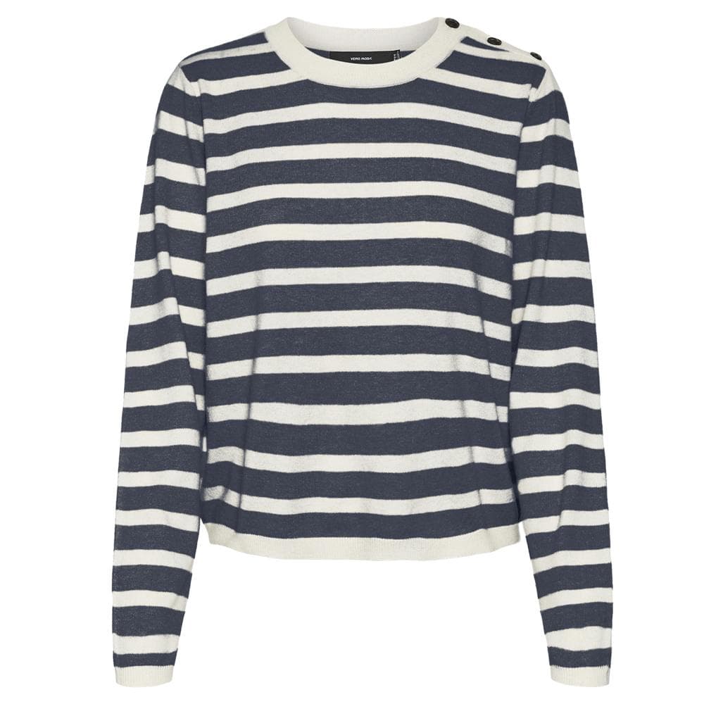 Pull Rayure Marine/Écru Femme Vero Moda Fantastic Button 3