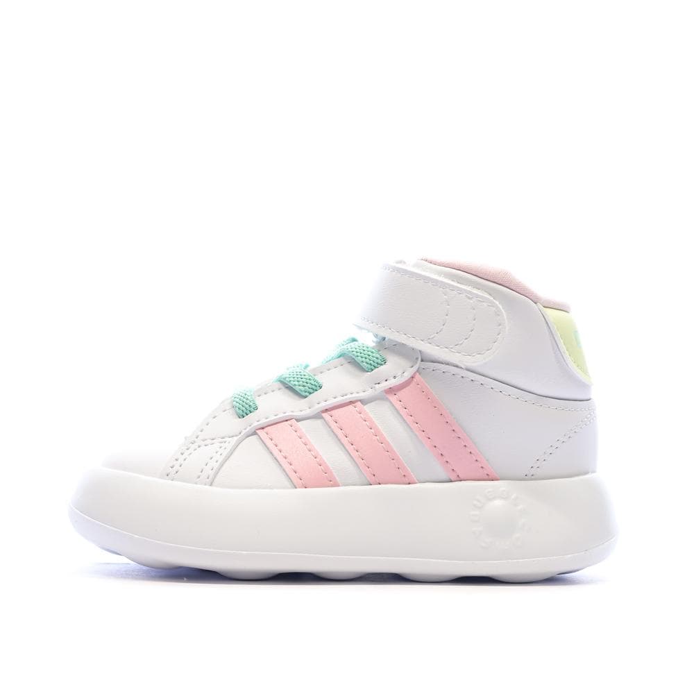 Baskets Blanches/Roses/Turquoises Fille Adidas Grand Court Mid 1