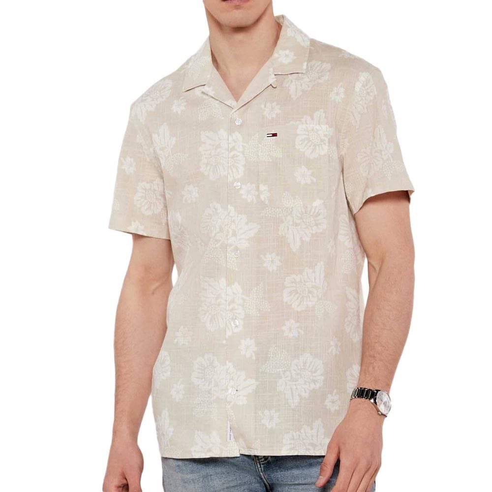 Chemise Beige Homme Tommy Hilfiger Tjm Reg Slub Aop 1