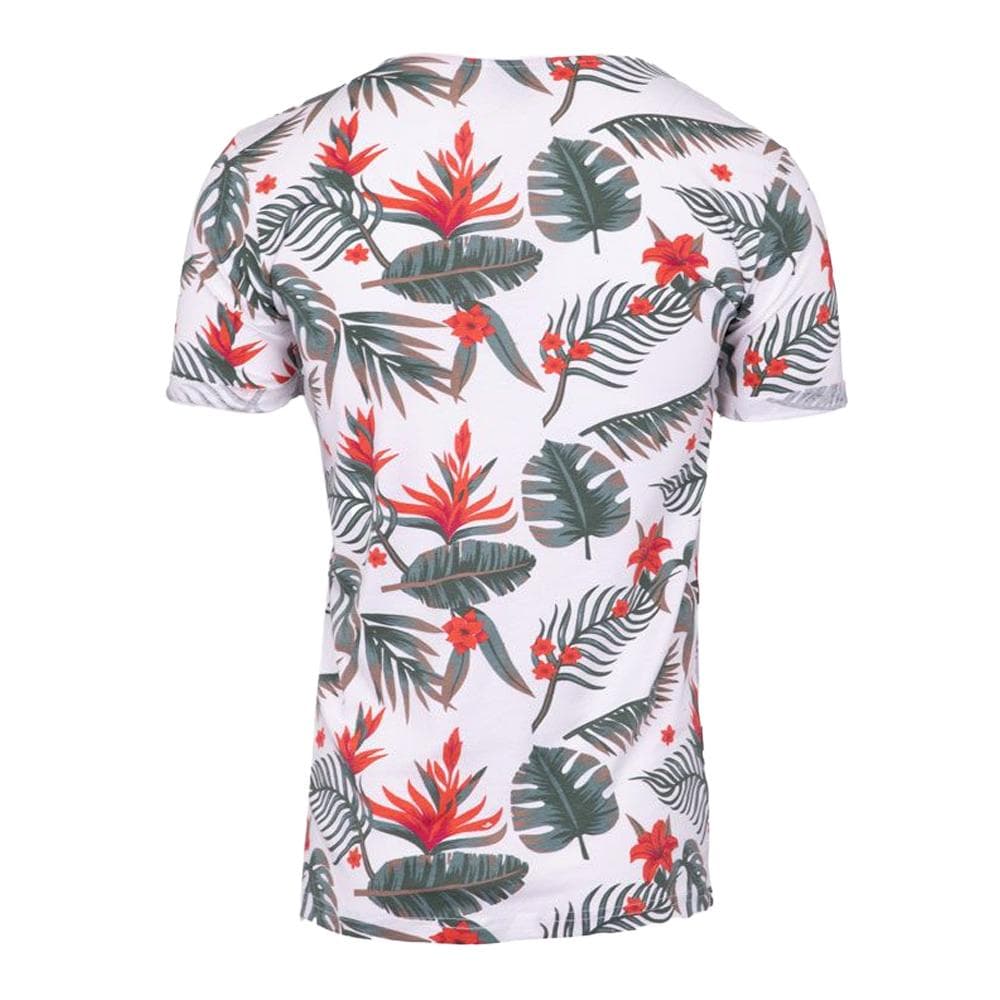 T-shirt Blanc/Rouge Homme La Maison Blaggio Fleur 2