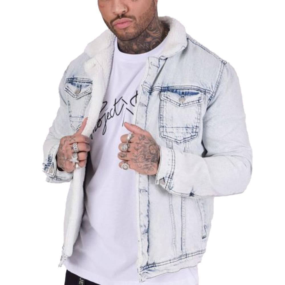 Veste en Jean Bleu Homme Project X Paris Mouton 1