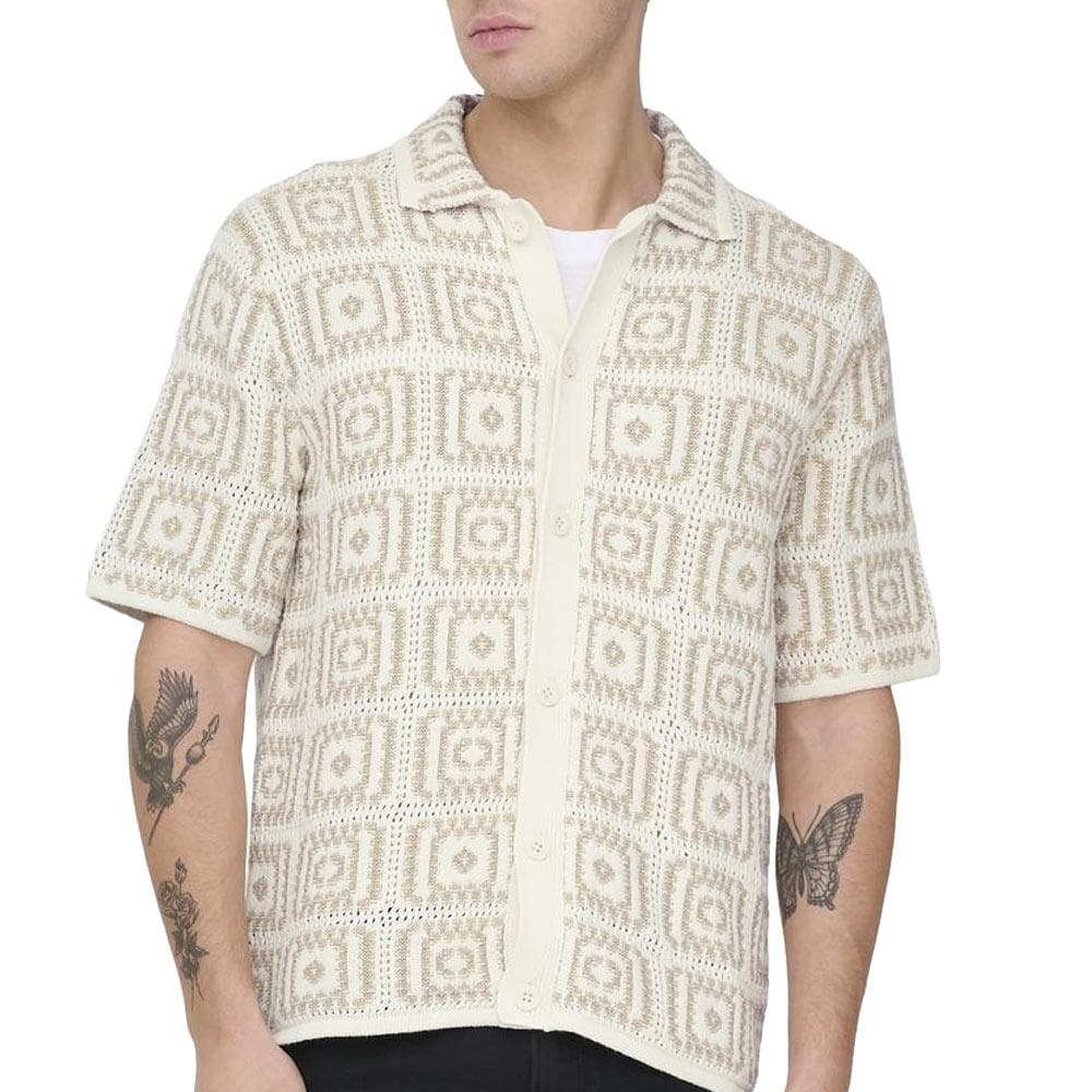 Chemise à Maille Ecru Homme Only & Sons Bart RLX 5 SS 1