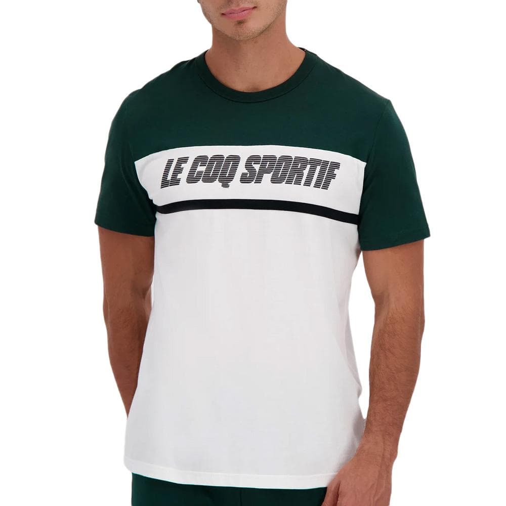 T-Shirt Vert/Blanc Homme Le Coq Sportif Contemporain 1