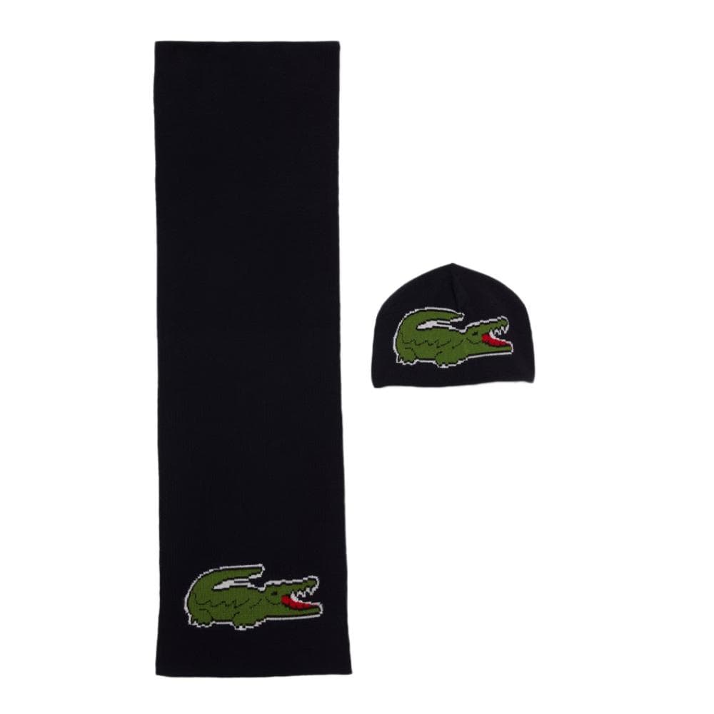 Coffret cadeau bonnet et écharpe en crocodile unisexe Marine Lacoste RB1515 1
