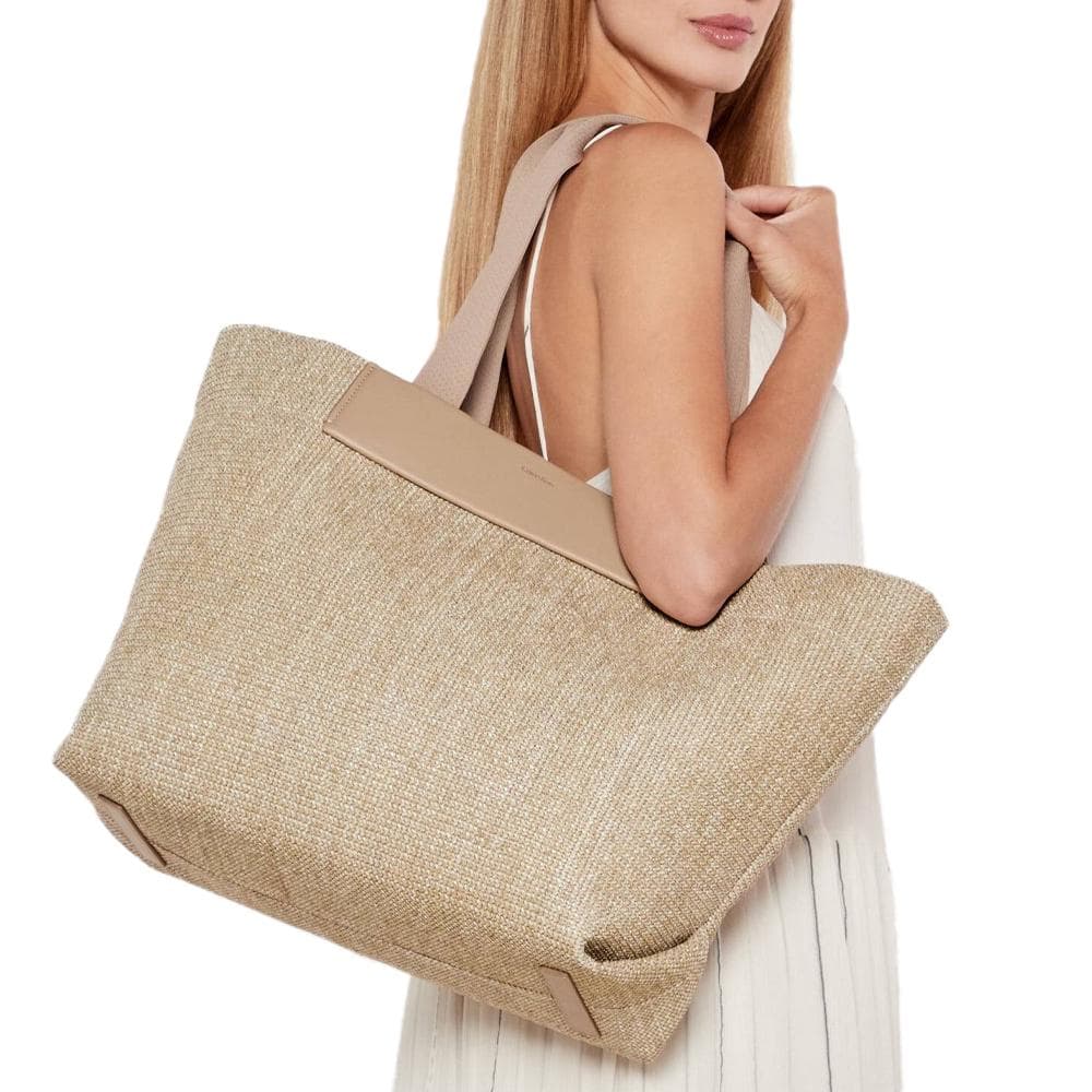 Sac Cabas Beige Raphia Femme Calvin Klein Jeans Ck Raffia 1