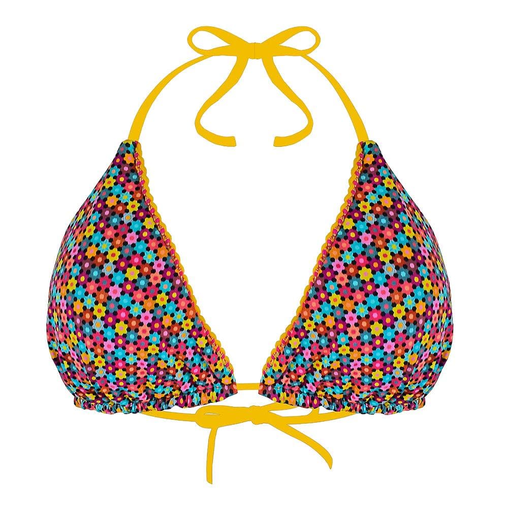 Haut de Maillot de bain Fleurs Ficelle GRAIN DE SABLE Réversible 1