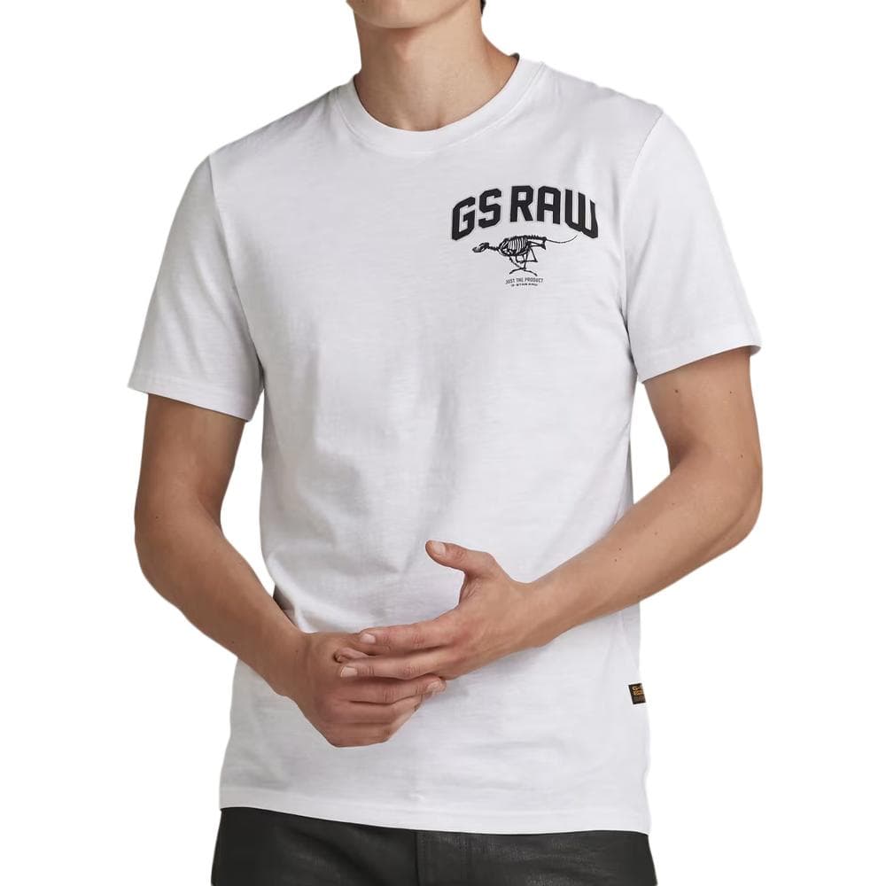 T-shirt Blanc Homme G-Star Raw Skeleton Dog Chest 1