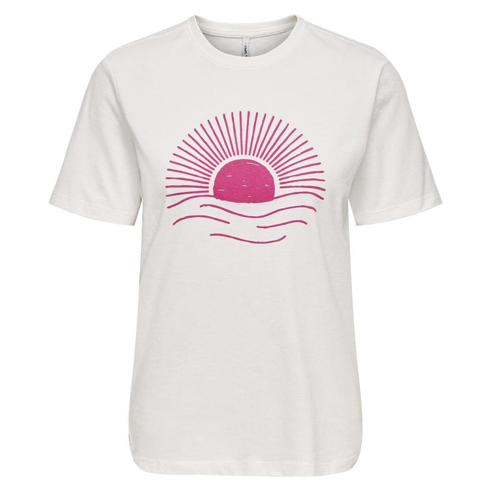 T-Shirt Blanc/Rose Femme Only Lanya 1