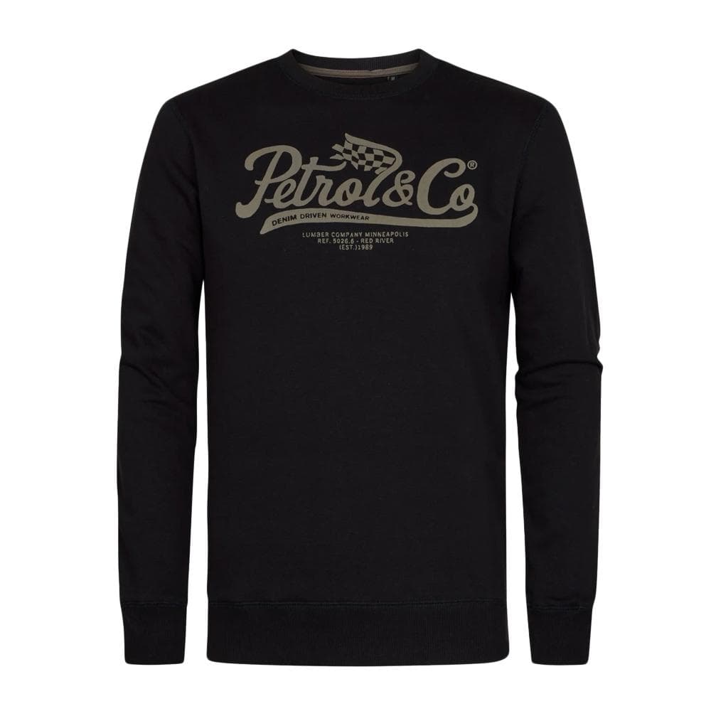 Sweat Noir/Taupe Homme Petrol Industries Neck 1