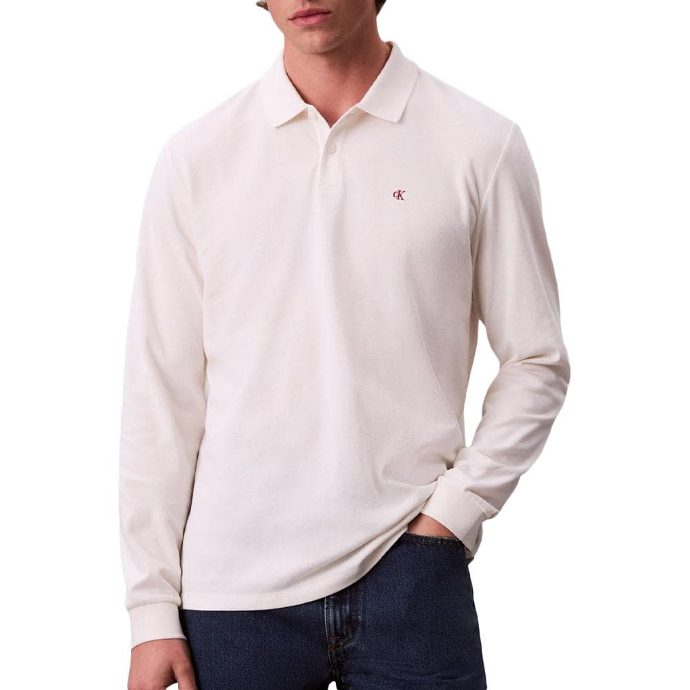 Polo Manches longues Blanc Homme Calvin Klein Casual Pique 1