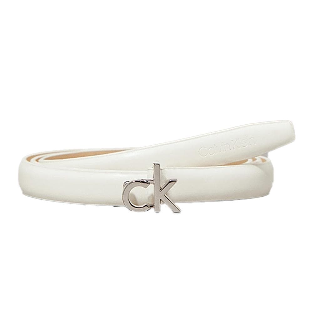 Ceinture Blanche Femme Calvin Klein Jeans Ck Buckle Skinny - T 1