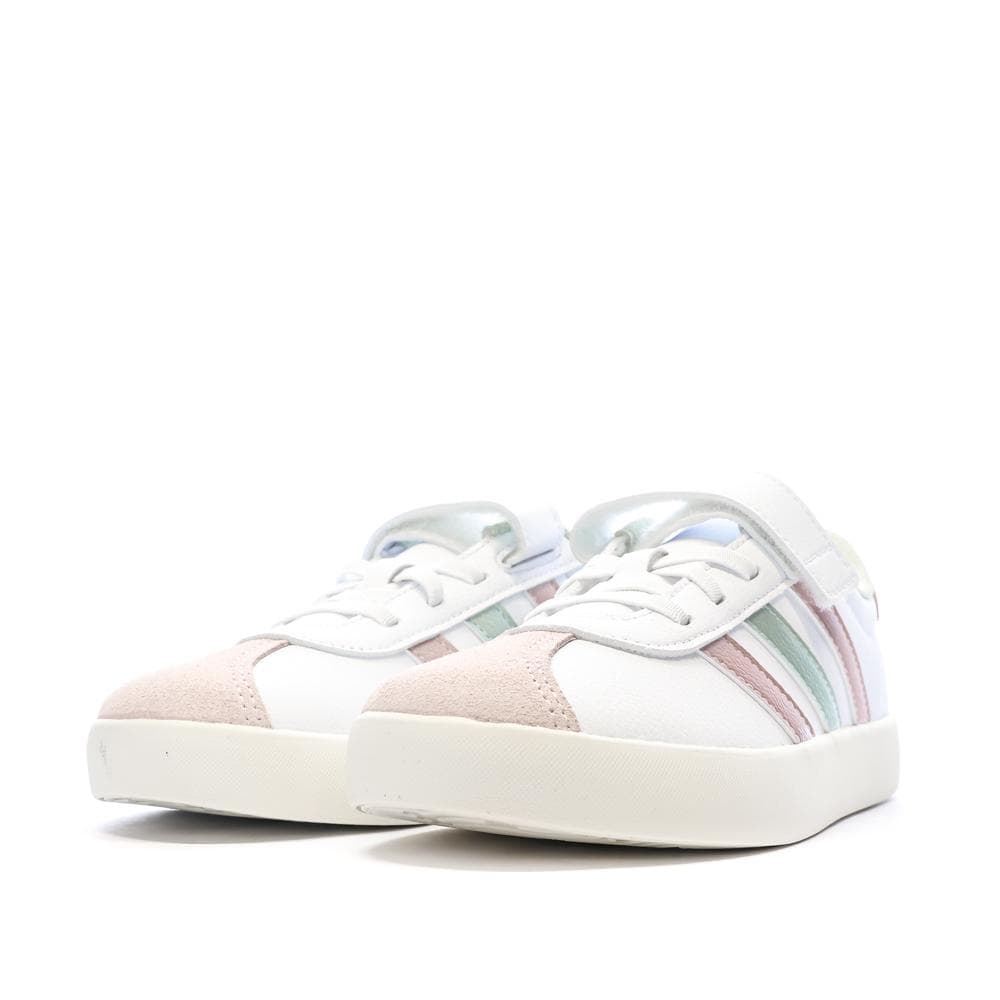 Baskets Blanches/Roses Fille Adidas Vl Court 6